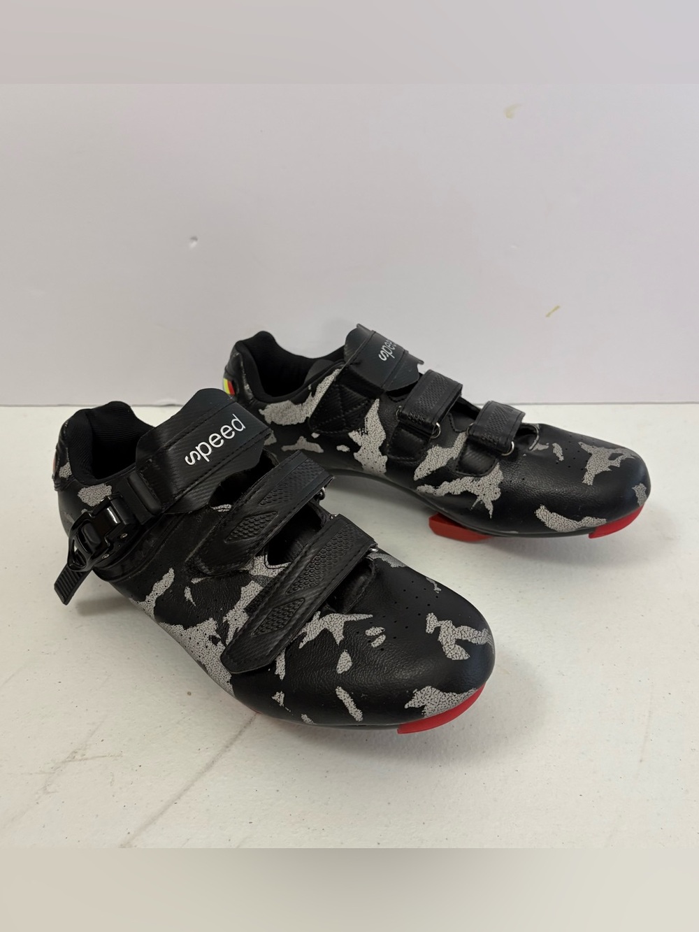 Speed black & grey camouflage road cycling shoes size 42 men’s 8.5 or 9 spin